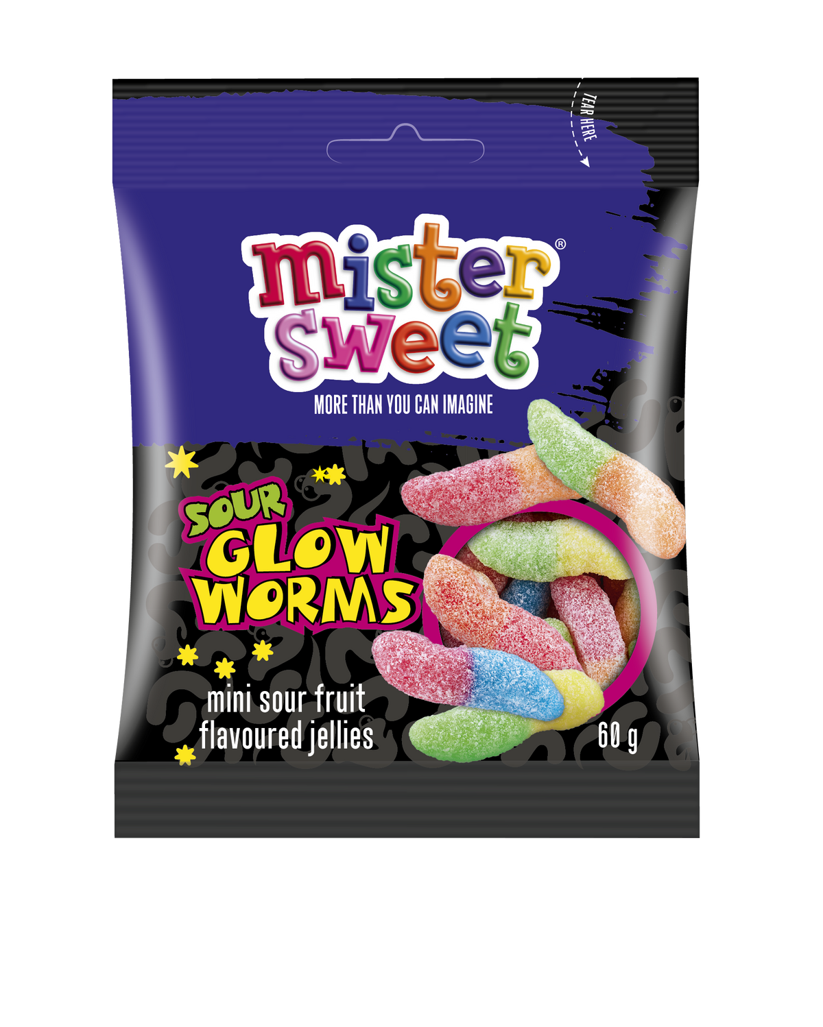 Mr Sweet Sour Glow Worms 125g