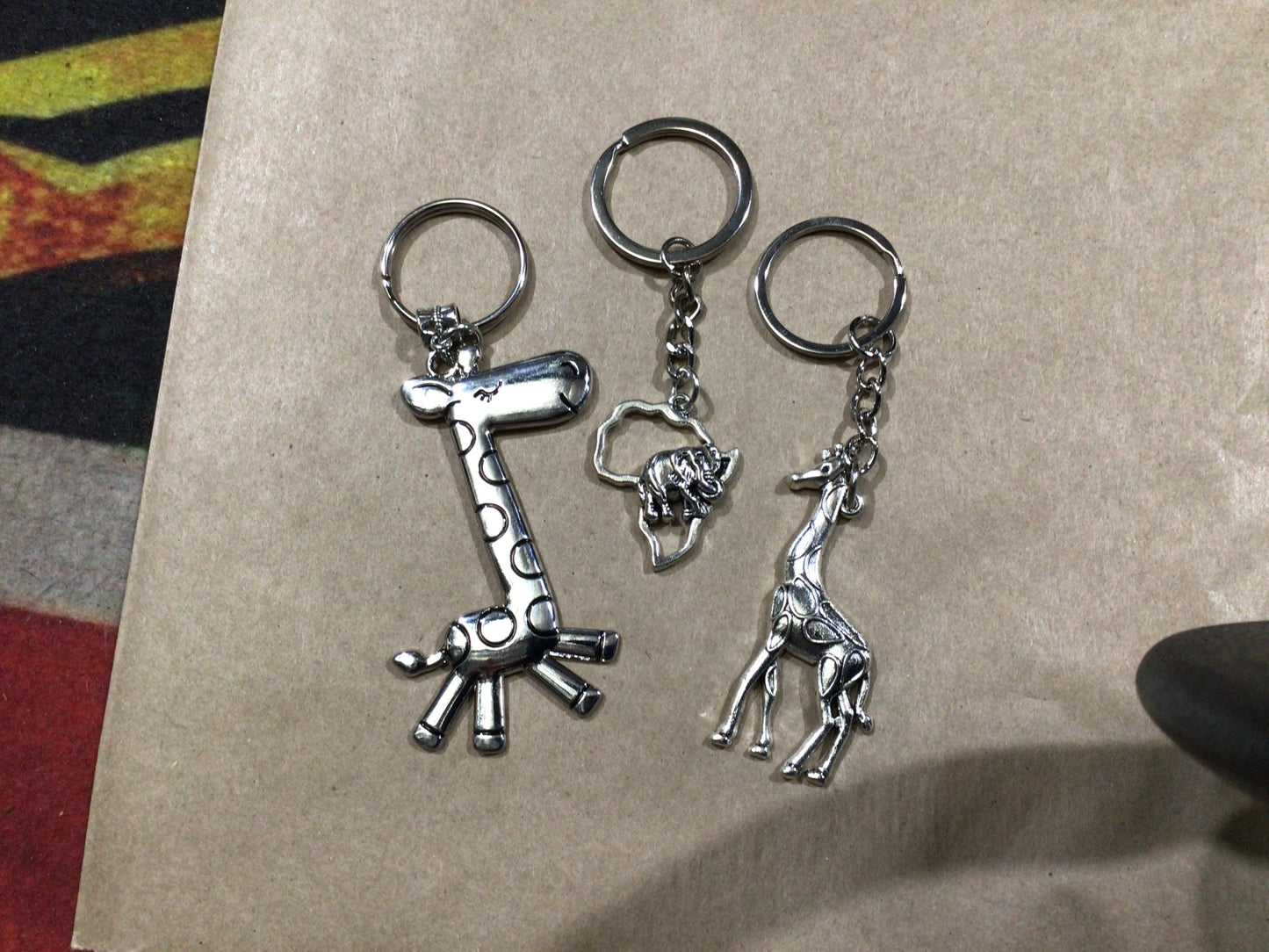 Silver Keyring - Giraffe - Africa - Elephant