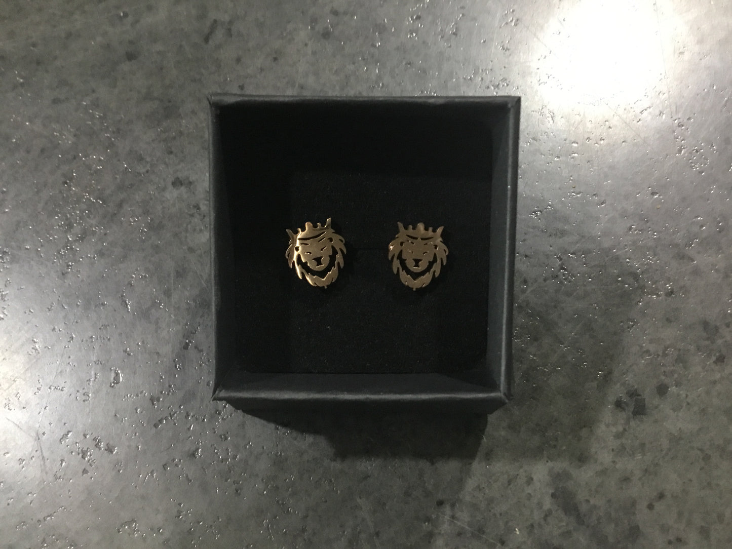 Lion Stud Earrings - Rose Gold