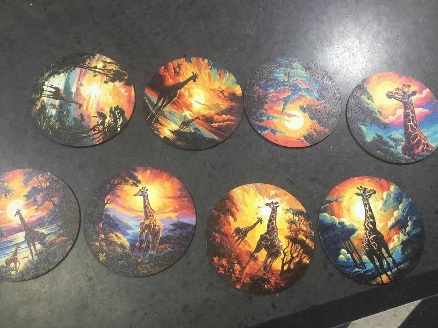 Wooden Giraffe Coasters 8 pack / Set