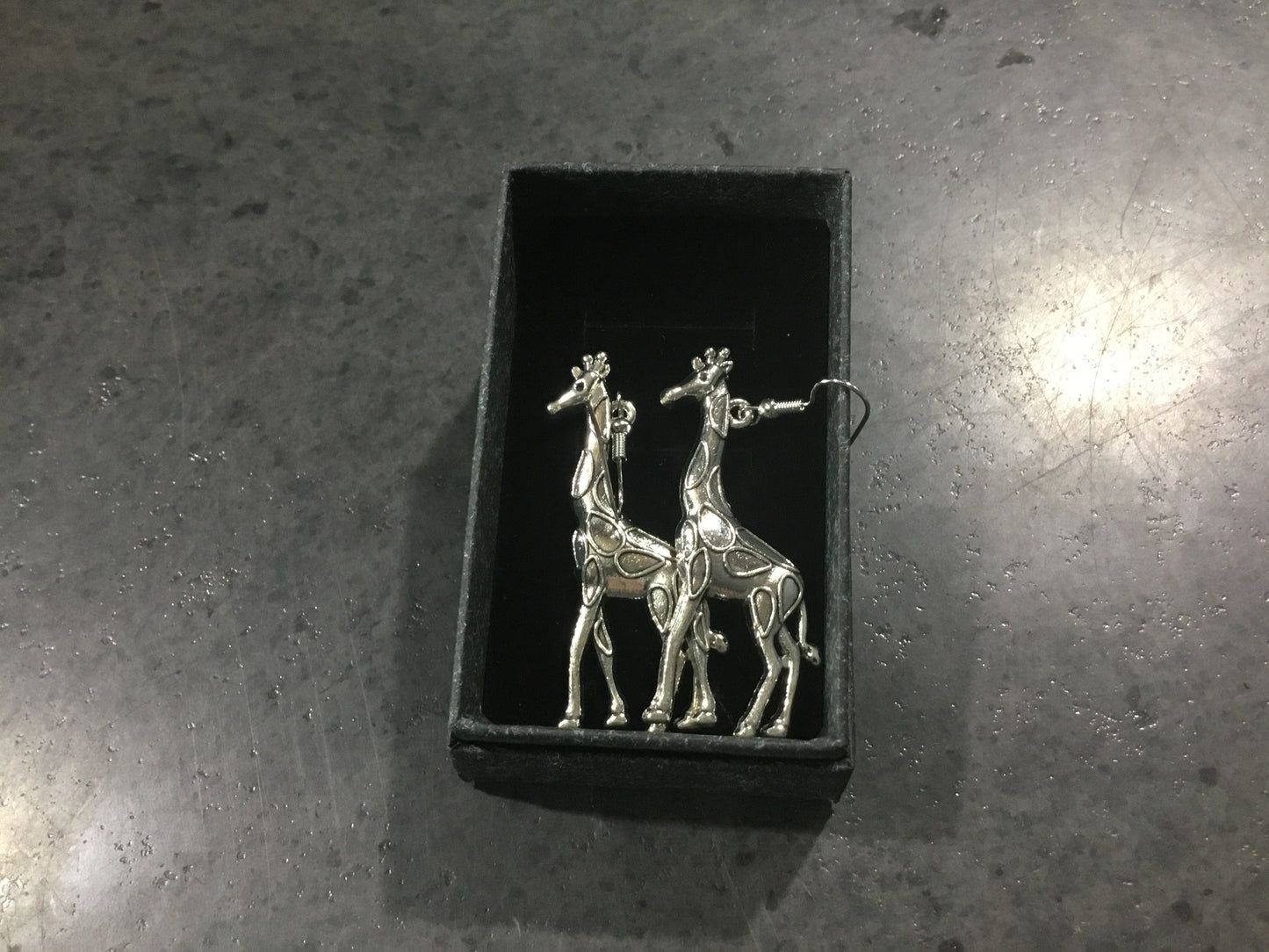 Silver Giraffe Droop Earrings