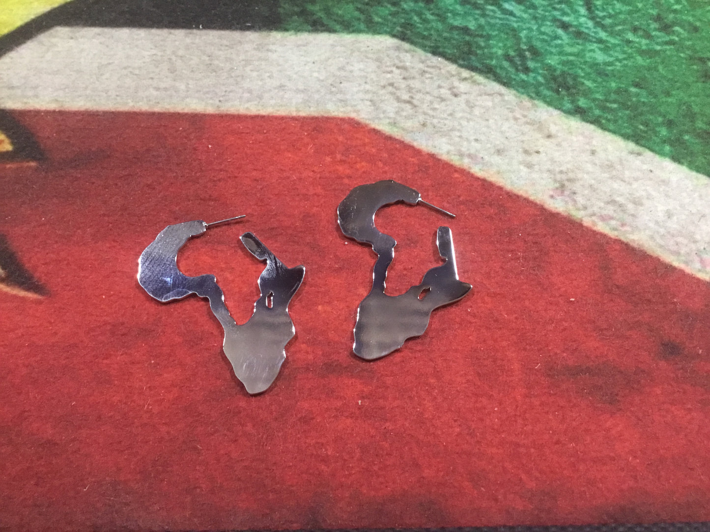 Silver africa double continent earring