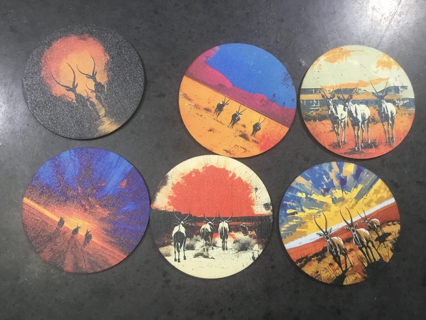 Wooden Springbok Coasters 6 Pack / set