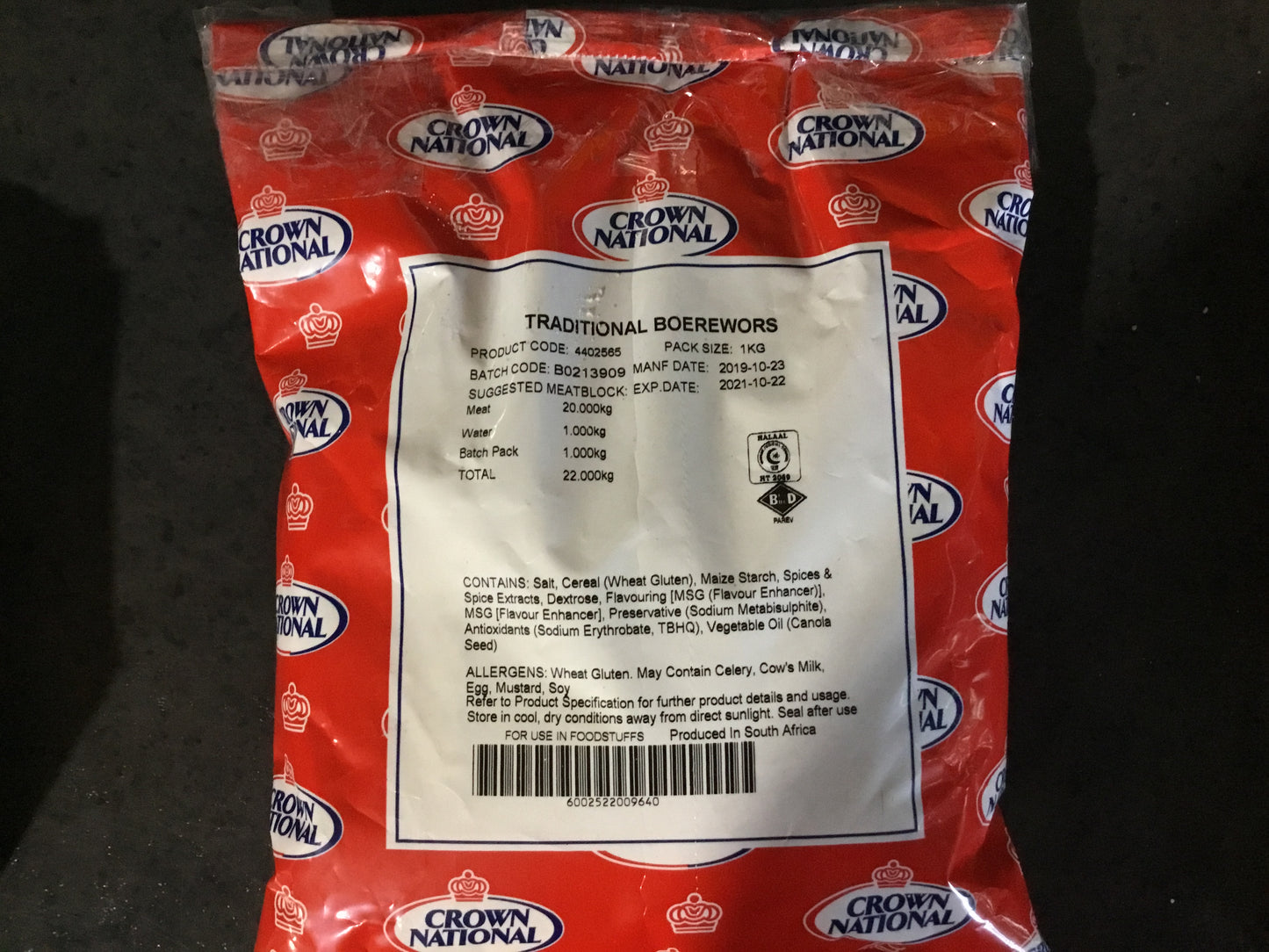Crown National Traditional Boerewors 1 Kg - SEASONING SPICE