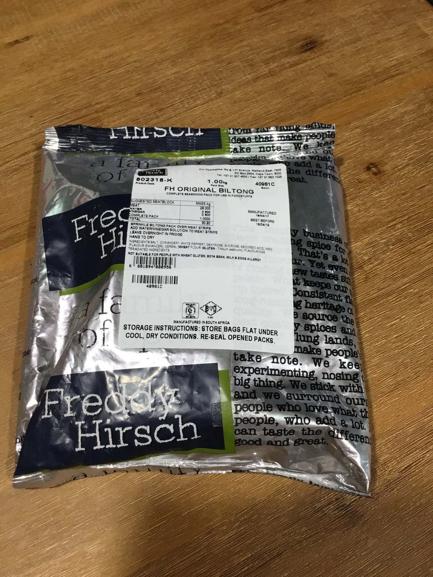 Freddy Hirsch Original Biltong 1KG - SEASONING SPICE