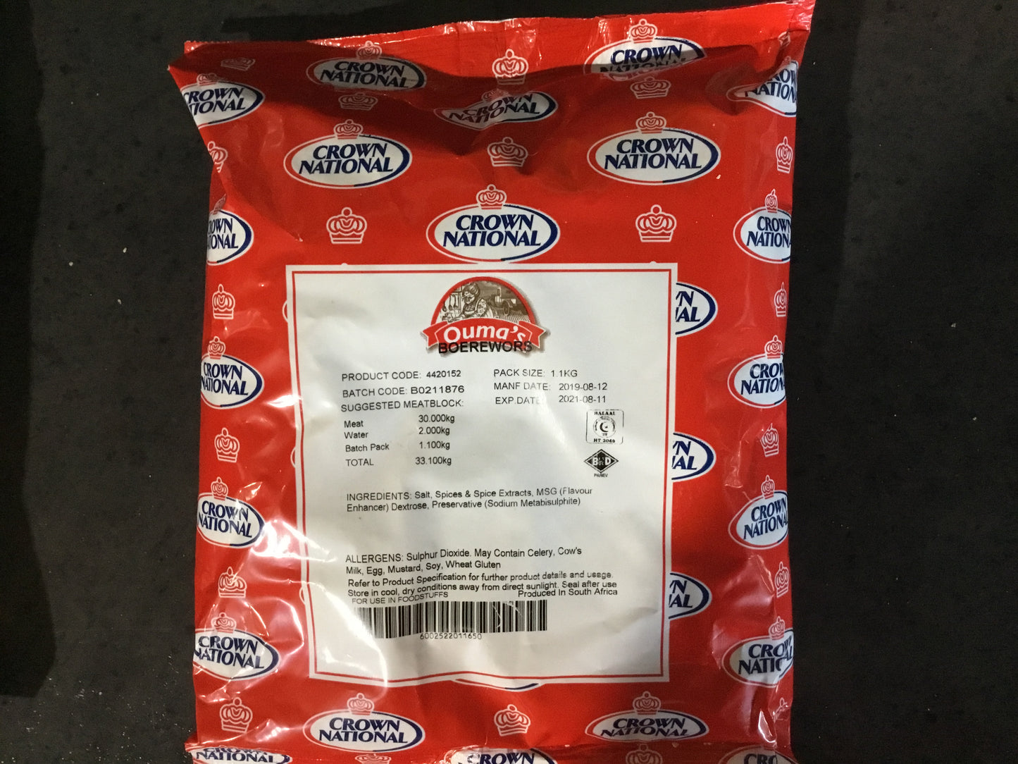 Crown National Ouma Boerewors 1.1kg - SEASONING SPICE