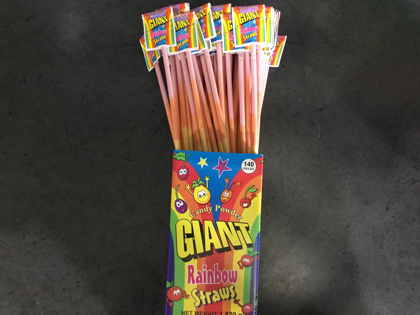 Giant Rainbow Sherbet Straws 13g