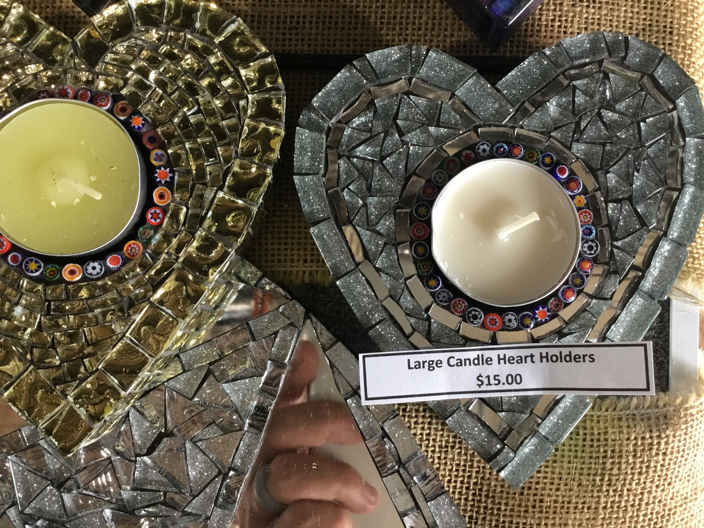 Mosaic Large Candle Holders Heart X 3 $12