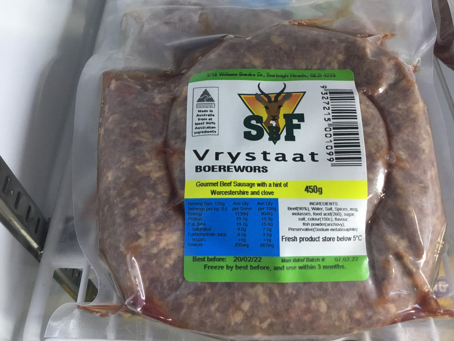 Boerewors Vrystaat 450g