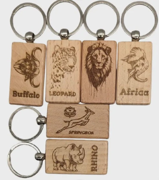 Big Five Keyring - Wood S/B laser engraved