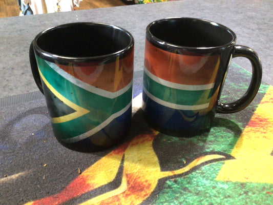 NEW Black Mug with SA Flag