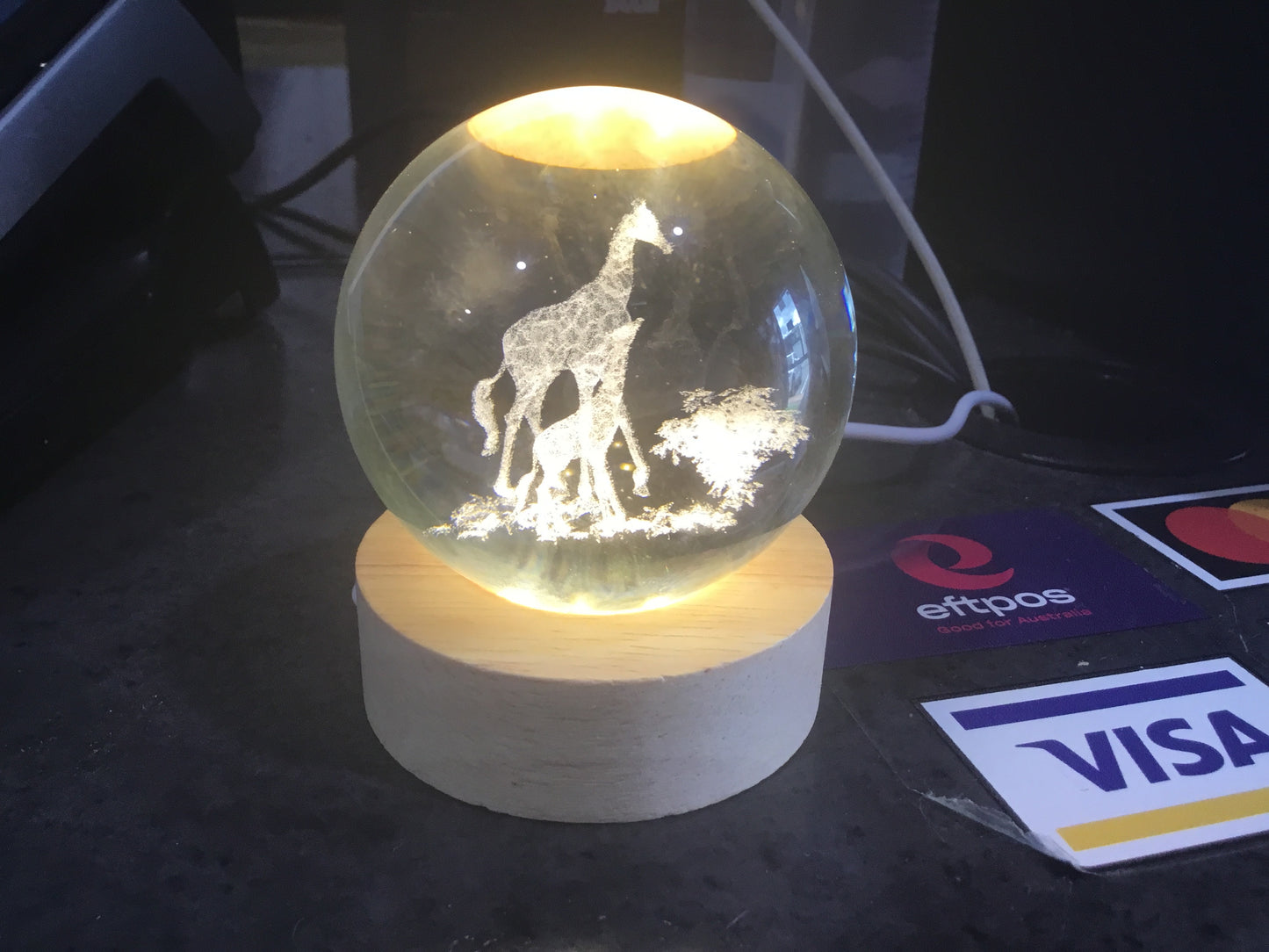 Giraffe / Elephant crystal ball night light lamp