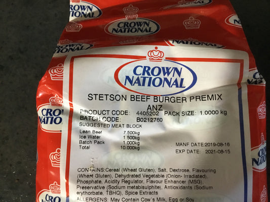 Crown National Stetson Beef Burger Premix 1kg  - SEASONING SPICE