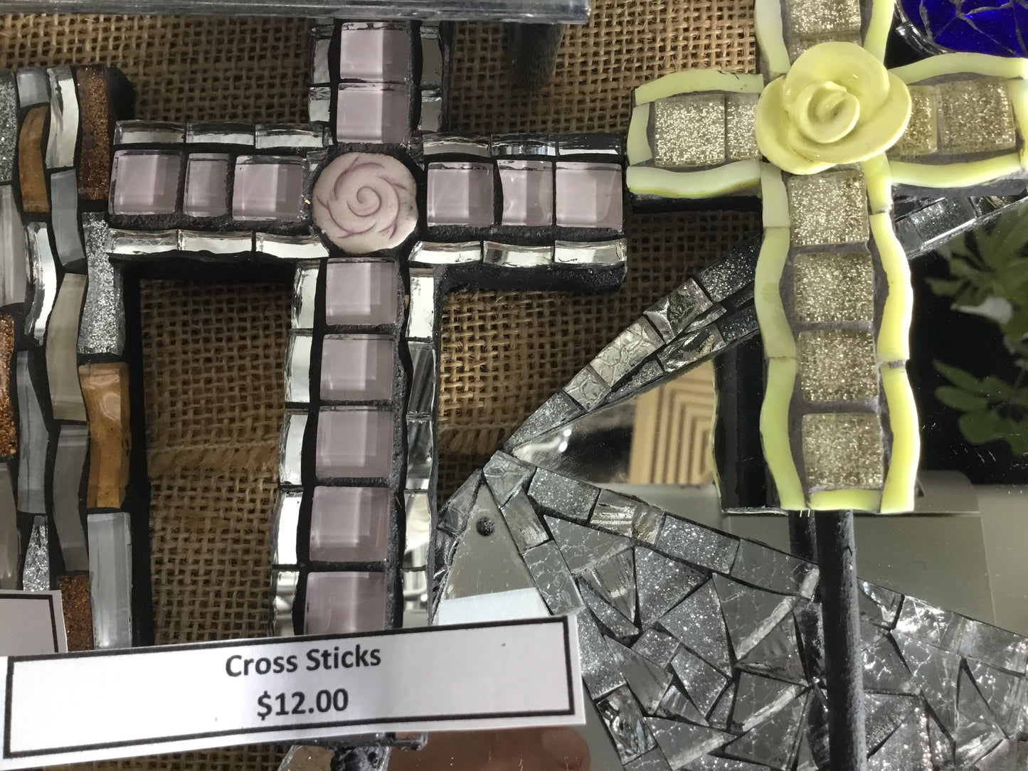 Mosaic Cross and Heart Sticks X 4 $10