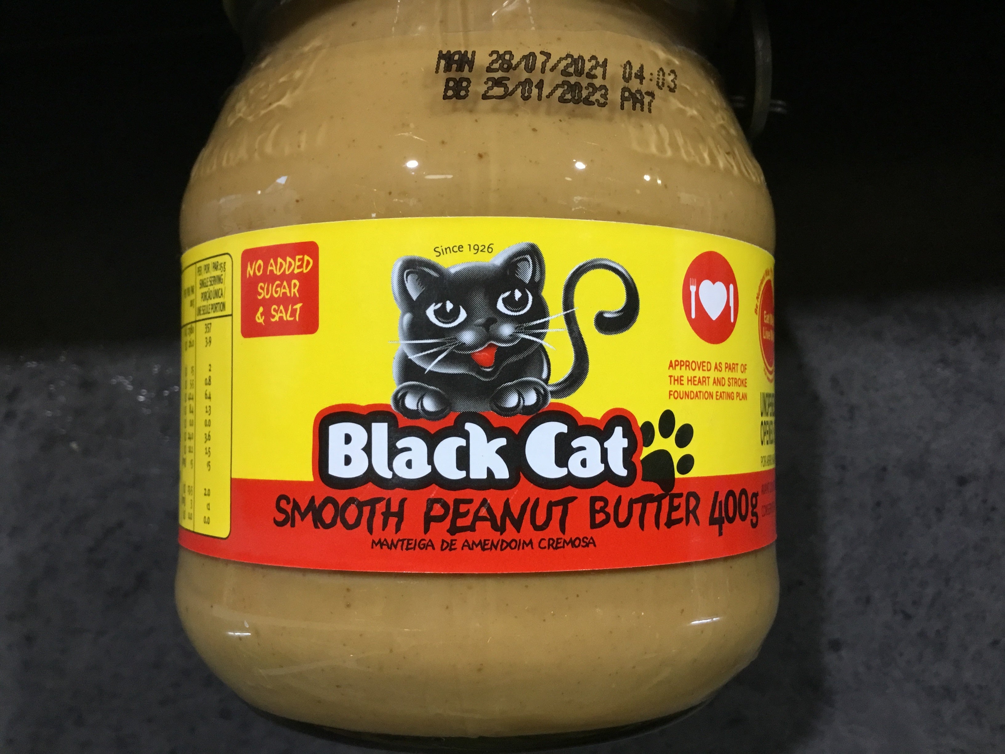 Black Cat Peanut Butter No Salt 400g South African Home Foods