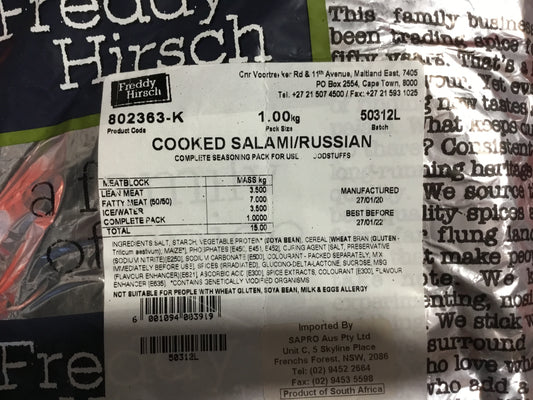 Freddy Hirsch Salami Russian Cooked 1kg
