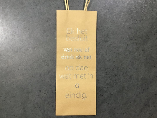 Gift Bag Wine Afrikaans Words